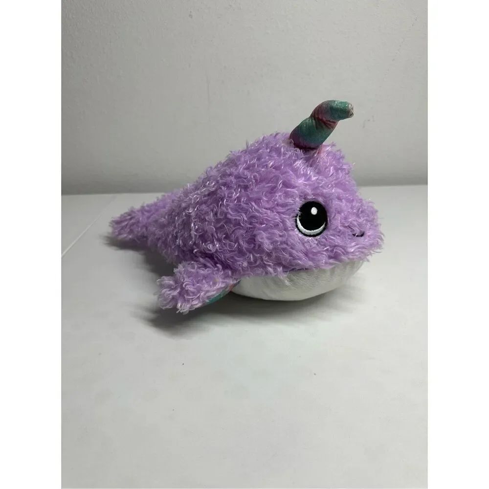 Hobby Lobby Plush Narwhal Stuffed Animal Purple Fish Horn Glitter Sparkle 13”